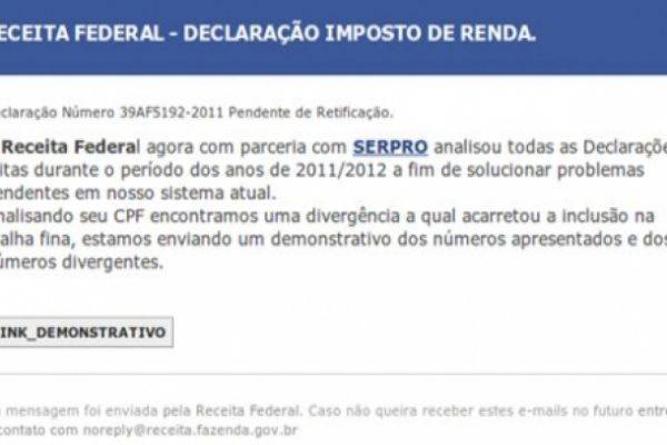 Receita Federal alerta para emails falsos