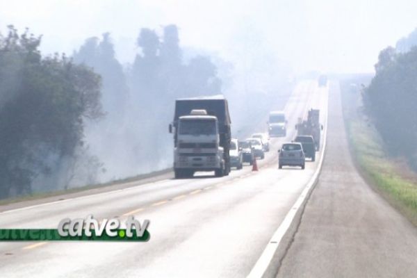 BR 369: incêndio em área florestal mobiliza bombeiros e concessionária