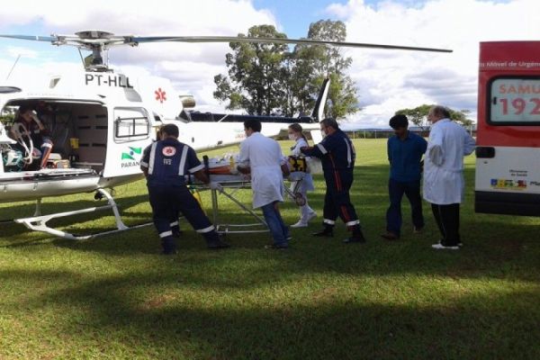 Helicóptero do SAMU faz transferencia de paciente de Nova Aurora para HU em Cascavel