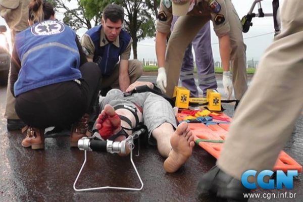 Jovem fratura fêmur em acidente na BR-369