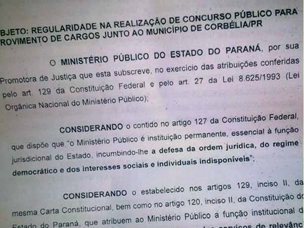 Ministério Público recomenda suspensão de Concurso público