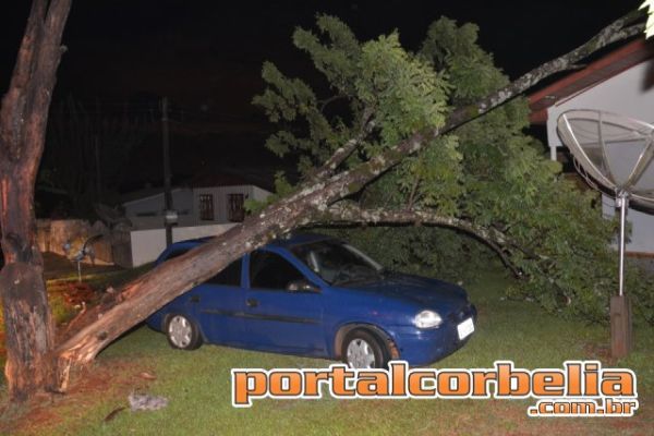 Chuva com ventos fortes atinge Corbélia