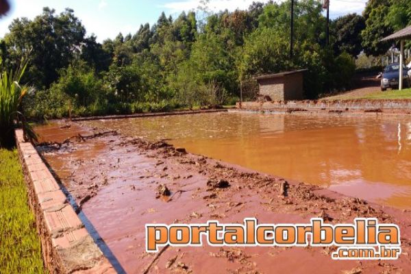 Chácara é tomada por lama após chuvas deste sábado