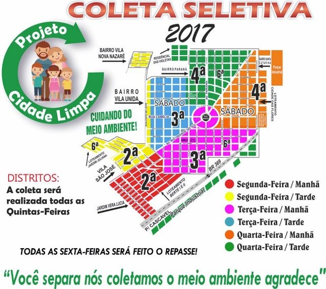 Departamento de Meio Ambiente divulga novo roteiro da Coleta Seletiva do Reciclável