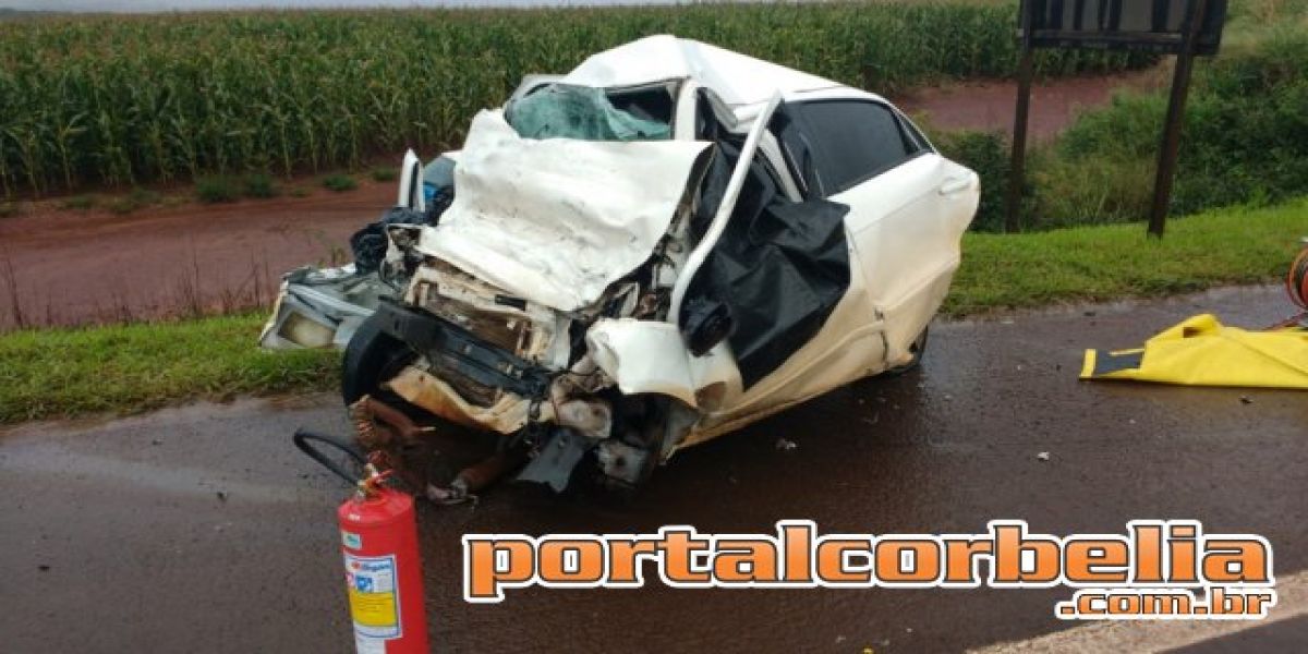 Dois morrem em acidente entre gol e caminhão na br369