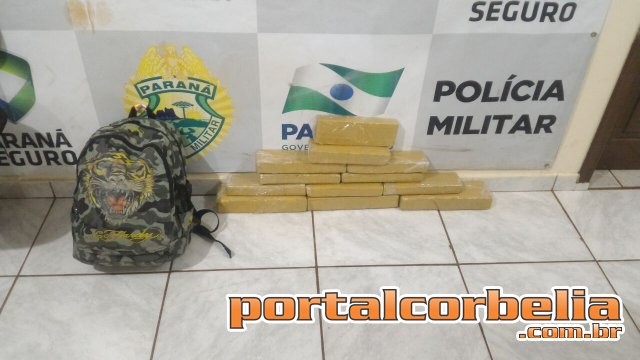 Polícia Militar de Corbélia apreende 10 quilos de maconha