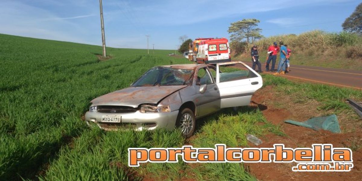 Capotamento na pr573 registrado no início desta tarde em Corbélia