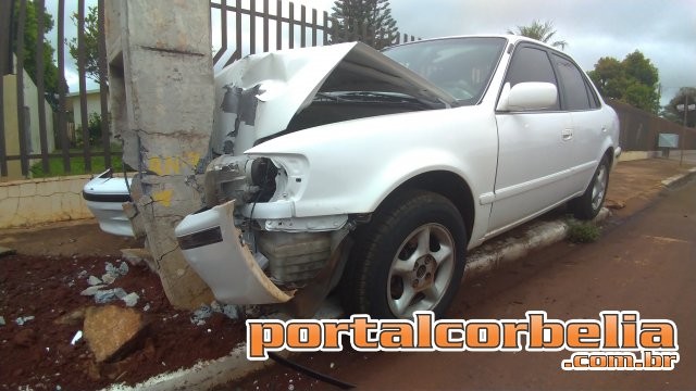 Veículo perde controle e atinge poste na Avenida Rio Grande do Sul