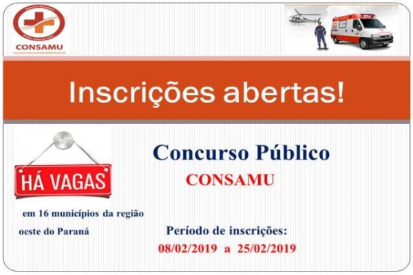 Continuam abertas as inscrições para o Concurso Público do CONSAMU