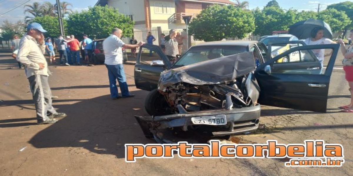 Colisão entre dois veículos no centro de Corbélia deixa feridos
