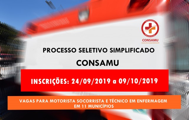 Inscrições para Processo Seletivo do CONSAMU encerram amanhã