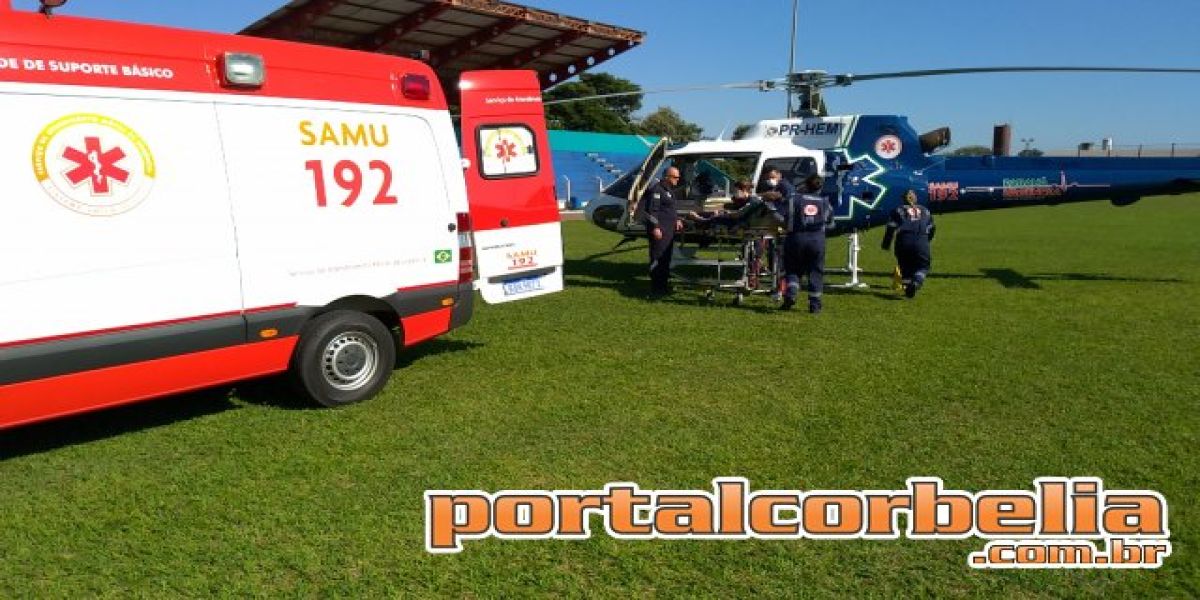 Helicóptero do Consamu faz transferência de paciente