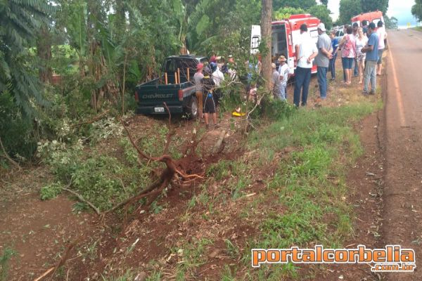 Condutor de D20 perde controle e atinge árvore na Pr574