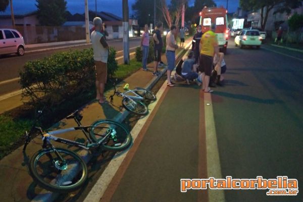 Colisão frontal envolvendo ciclistas deixa  ferido