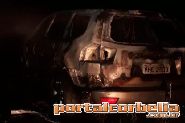 Carro é destruído em incêndio na PR573