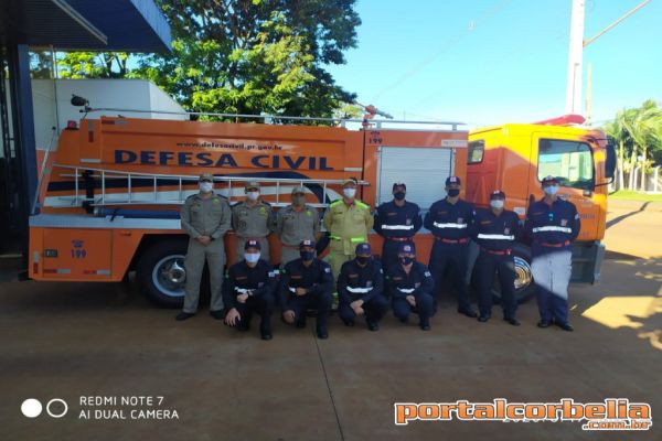 Comando Regional de Bombeiros visita base da Defesa Civil em Corbélia