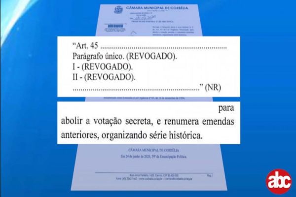 Vereadores votam segunda, o fim do voto secreto na câmara