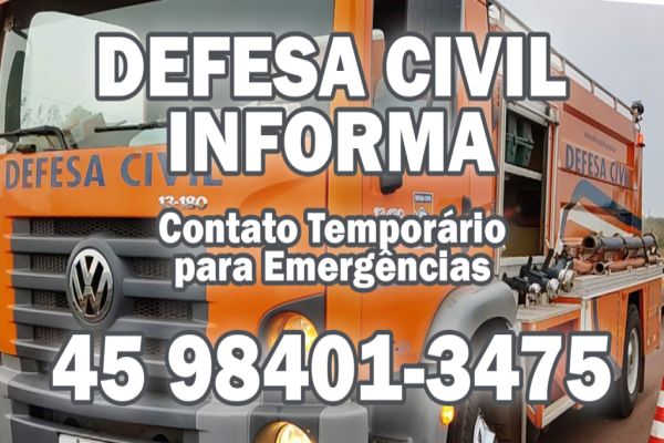 Defesa Civil informa contato temporário para emergências