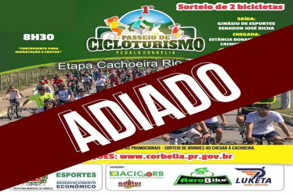 Passeio de Cicloturismo é adiado para 25 de Abril