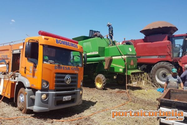 Incêndio a máquina é registrado durante colheita