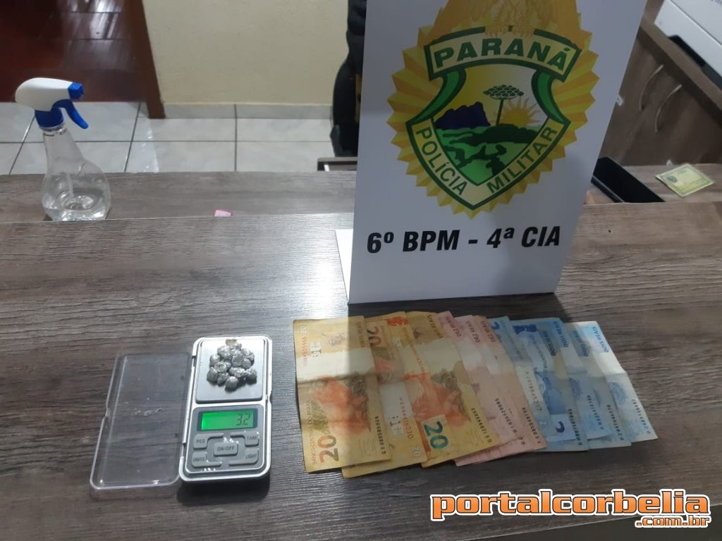 Polícia Militar prende homem com 16 pedras de crack em Corbélia