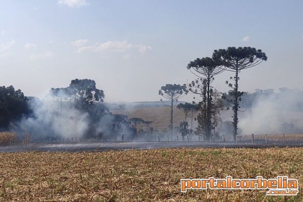 Defesa Civil de Corbélia é acionada para combate a incêndio em área rural