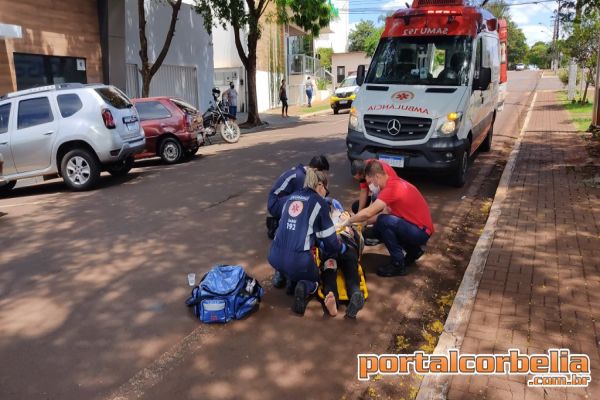 Jovem sofre queda de moto na Avenida Rio Grande do Sul em Corbélia