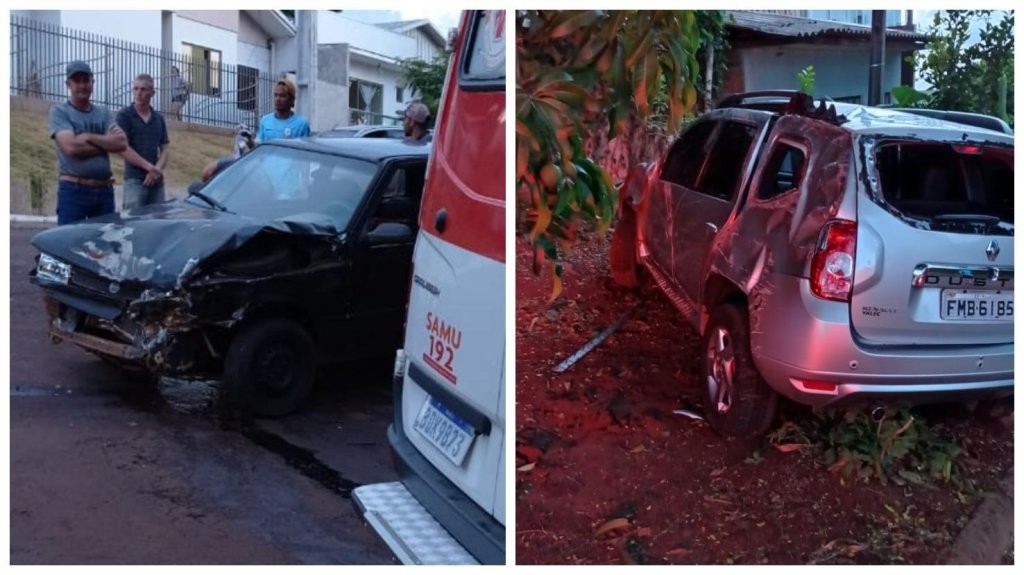 Duster capota após evadir preferencial e atingir outro veículo