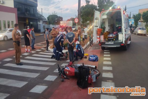 Motociclista sofre escoriações em colisão na Avenida Rio Grande do Sul