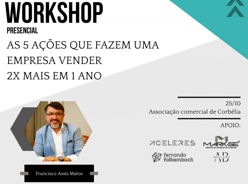 Workshop Presencial - 5 Ações que fazem uma empresa VENDER 2 X mais em 1 ano