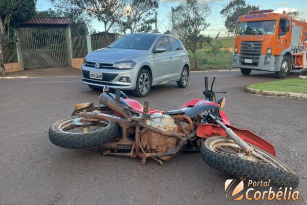 Motociclista fica ferido em acidente na Av Santa Catarina em Corbélia