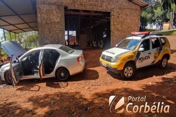 Após fuga, Polícia Militar apreende veículo em propriedade rural de Cafelândia