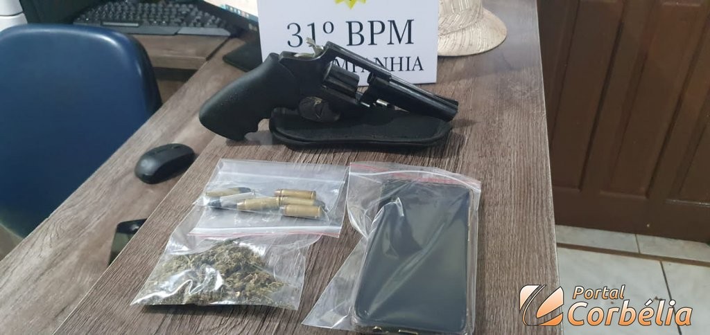 Polícia Militar realiza apreensão de arma de fogo e maconha em Corbélia