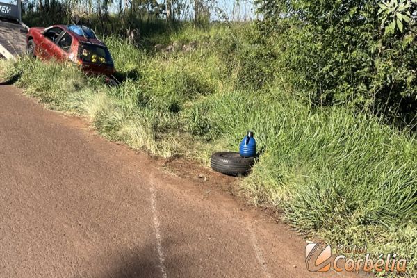 Palio perde controle e capota na BR-369