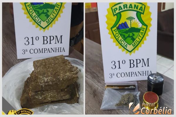 Polícia Militar apreende 612 gramas de maconha em abordagem a veículo 