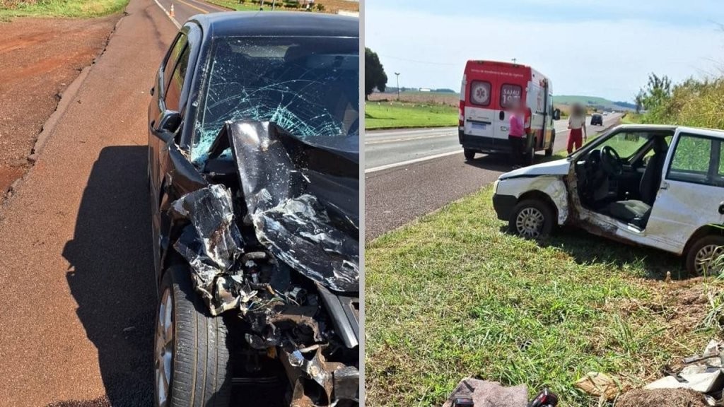 Idoso é socorrido com ferimentos moderados após forte colisão na BR-369 em Corbélia