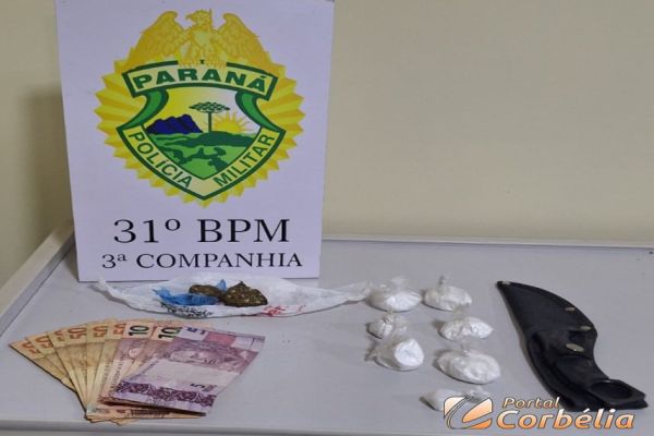 Polícia Militar prende traficante com cocaina e maconha que seria entregue em Corbélia