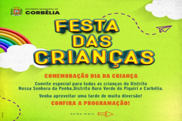 Prefeitura de Corbélia realiza "Festa das Crianças" com brinquedos e lanches gratuitos em comemoração à data