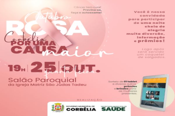 Saúde convida mulheres de Corbélia para noite especial em ação do Outubro Rosa