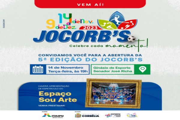 JOCORB'S 2023 tem início dia 14, e será o maior já promovido em Corbélia