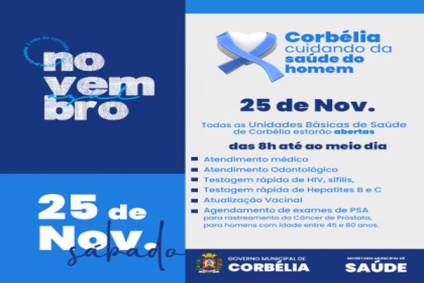 Novembro Azul: Unidades Básicas de Saúde em Corbélia Abrem Especialmente neste Sábado para Atender o Público Masculino