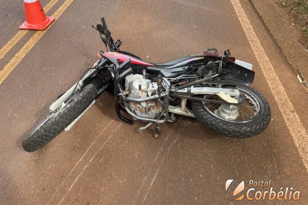 Homem fica ferido após queda de moto na comunidade Campininha em Corbélia