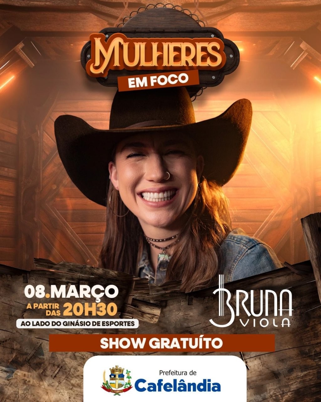 Dia da Mulher de Cafelândia terá show especial com Bruna Viola