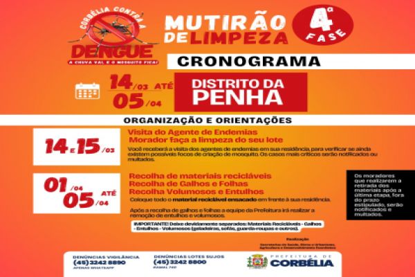 Mutirão de Limpeza chega ao Distrito da Penha para combater a Dengue