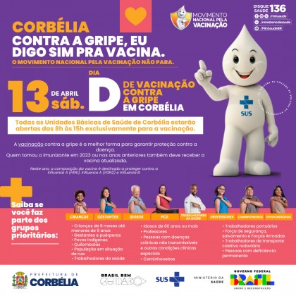 Dia D de Vacinação contra a Gripe Influenza em Corbélia será neste sábado