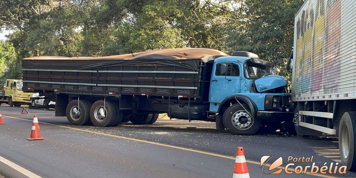 Colisão entre caminhões é registrada na BR369 em Corbélia