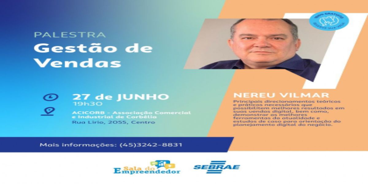 Sala do Empreendedor promove palestra gratuita sobre gestão de vendas para microempreendedores em Corbélia