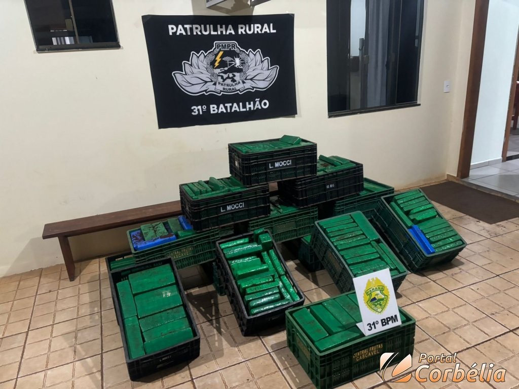 Patrulha Rural de Corbélia apreende 472kg de maconha em abordagem na BR-369