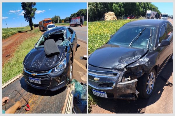 Imagem referente a notícia: Colisão traseira seguida de capotamento deixa três feridos em Corbélia