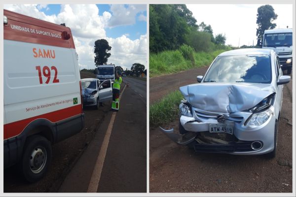 Imagem referente a notícia: Colisão traseira entre veículos é registrada na BR-369 e deixa uma pessoa ferida